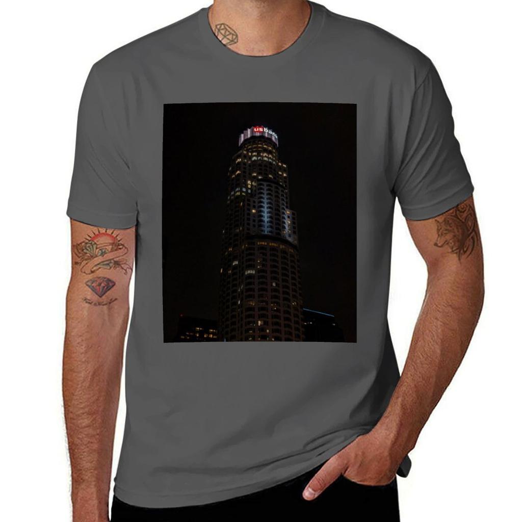 Us Bank Tower Los Angeles Tshirt Minimalist Casual Short Sleeve Top