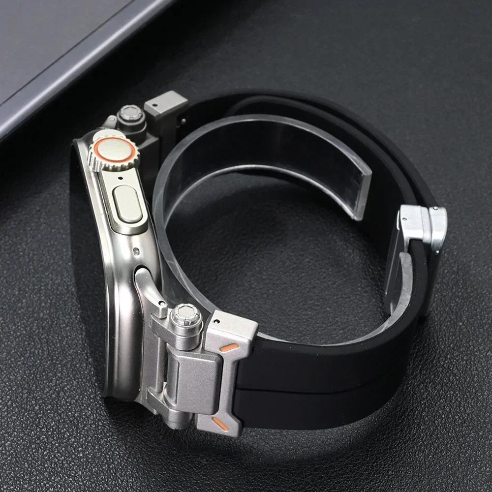 Silicone Loop Strap for Apple Watch Ultra 2 49mm 10 46mm Sports Magnetic Bracelet for iWatch Series 9 8 7 45mm 6 5 SE 44mm Band