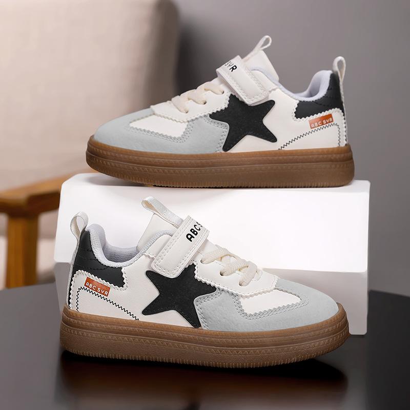 Boys' Star Board Shoes Girls' Leather Board Shoes 2025 Autumn New Children's Sports Shoes Low-top Moral Training Shoes Casual Shoes