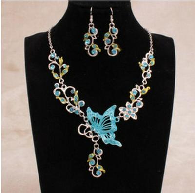 New Fashion Bridal Necklace Set with Butterfly and Flower Design