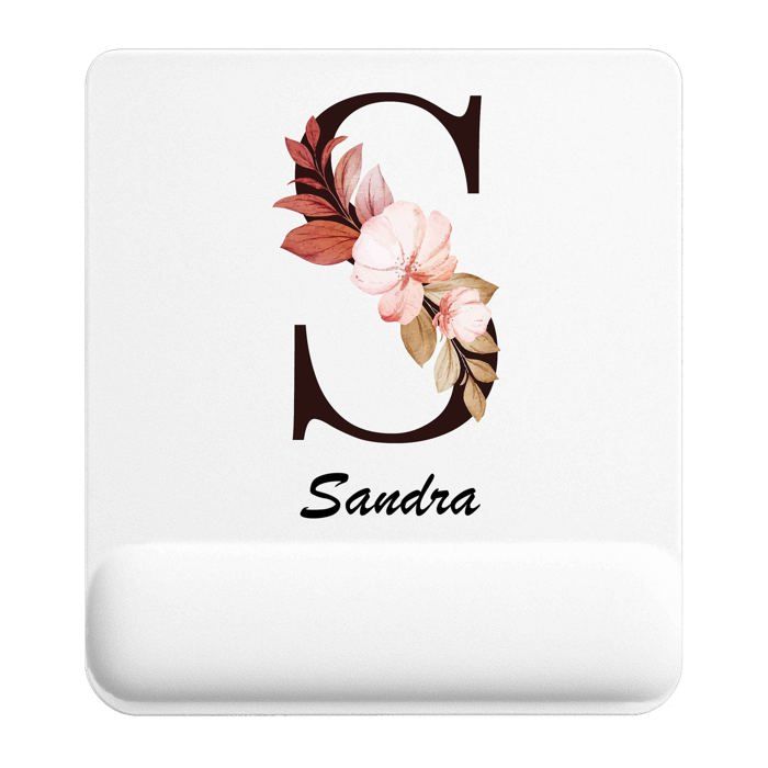Tapis de souris - PLANETEE - Sandra Lettre Fleur - 22x18 cm - Surface lisse antidérapante - Impression HD