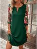 Vestido Camiseta de Malla Floral con Manga y Escote de Ojal para Mujer Vestido Túnica Casual de Manga Corta Vestido de Verano de Color Sólido