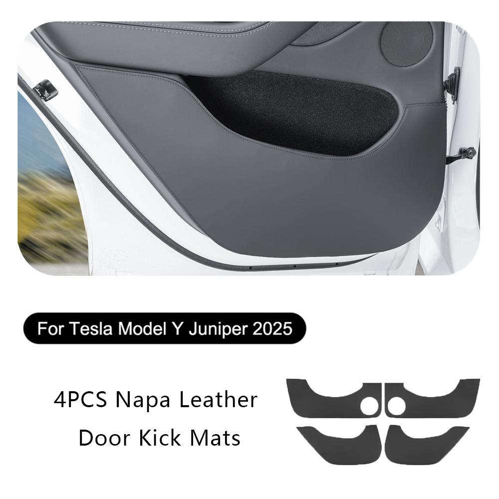 For Tesla Model Y Juniper Door Anti Kick Pads Napa Leather Front and Rear Door Protection Soil-proof Mat Dust and Scratch Pad