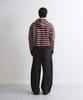 Untitled Seoul Striped Star Knit Zip-Up In Wine
