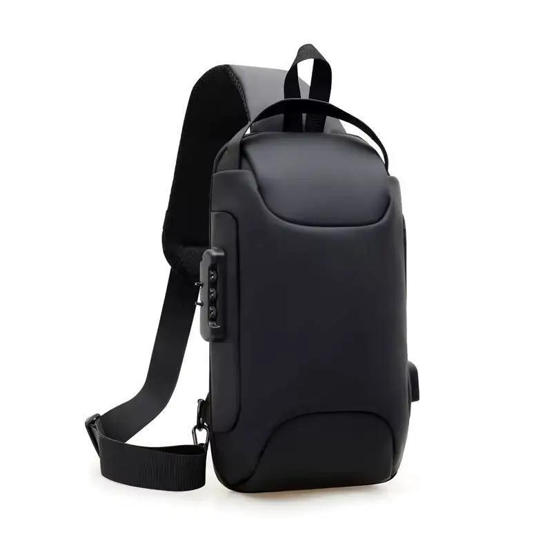 Men's Waist Packs Chest Bag Lightweight Usb Charger Port Waterproof Small Fanny Bag Anti-theft Password Lock Men's Shoulder Bag