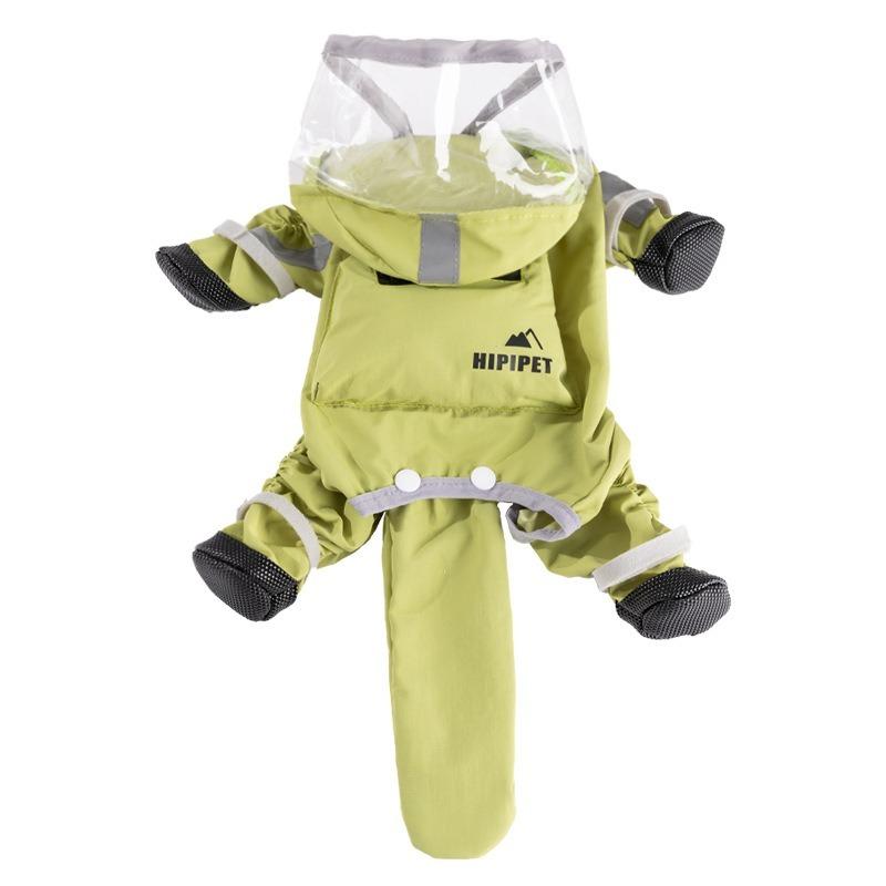 Dog Green Waterproof Clothes Summer Letter Printed Teddy Raincoat Small Dog Walking Rainy Days Clothing Four Legged Raincoat