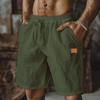 Men's Cotton Linen Shorts Elastic Waist Casual Solid Color Lace-up Running Fitness Sports Fifth Pants