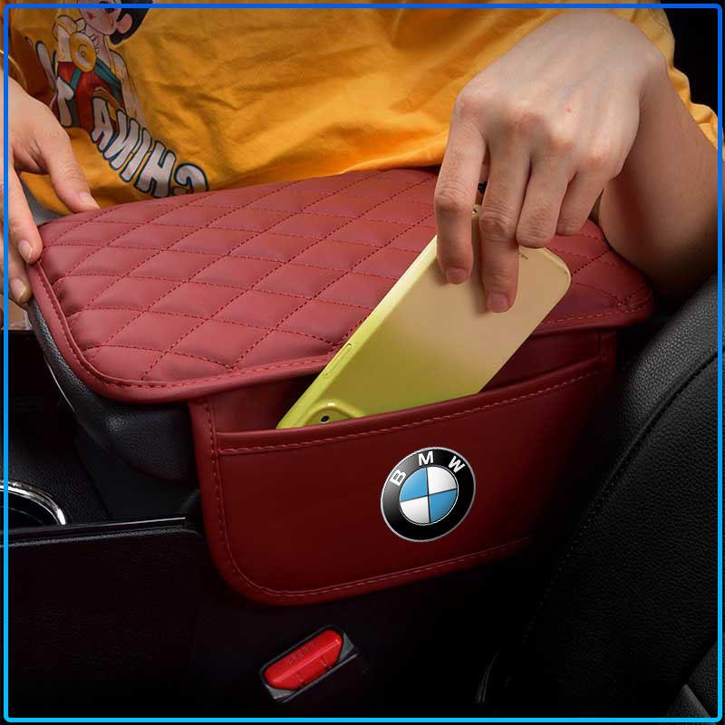 1Pcs Leather Car Armrest Mat Tissue Boxes Height Pad Armrest Box For BMW M Performance 1 3 5 7 Series M3 M4 M5 M6 X1 X3 X5 X6 X7 E30 E34 E36 E39 E4