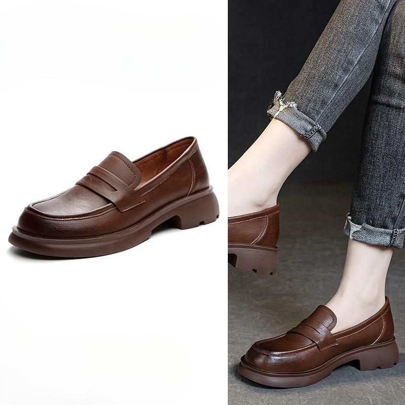 

Лоферы Женские Мягкая подошва Одинарная обувь Модная Ленивая обувь Женские Обувь на один шаг Ретро стиль 40 темно-коричневого