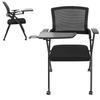 Stapelbare Netzstühle Faltbarer Bürostuhl mit Schreibplatte, PU-Rad, Armlehne, Ergonomische Rückenlehne, Gepolsterter Sitzbezug Stuhl Sitz, Konferenz