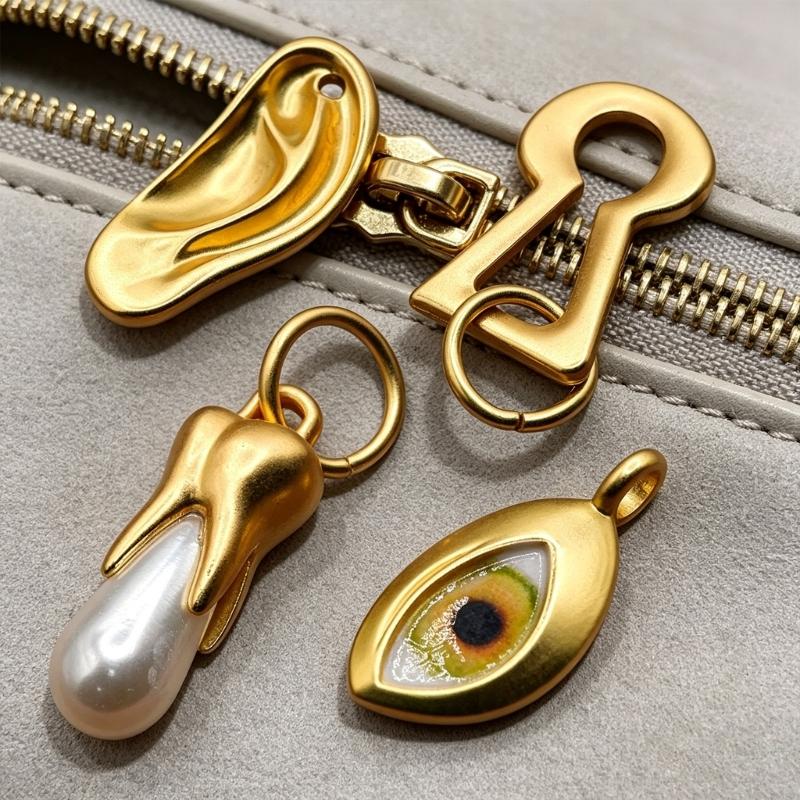 Decorative Sewing Charm Gold Alloy Button Pendants Set 10Pcs for DIY Clothes Bags Jewelry and Craft Projects