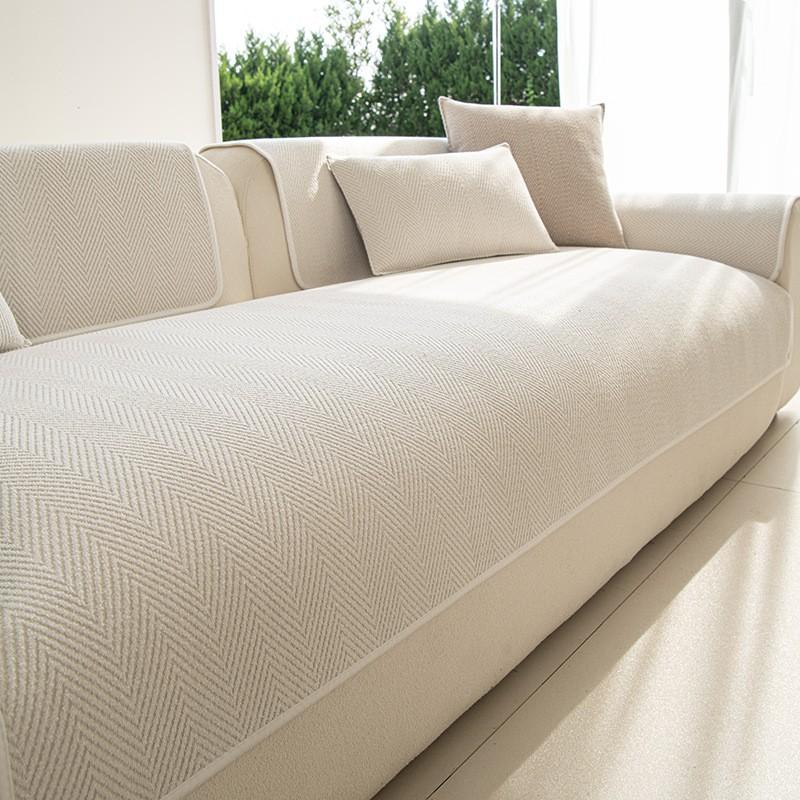 Universal Chenille Sofa Cover Slipcover Living Room Couch Pad Anti-Slip Dustproof Washable Minimalist Style