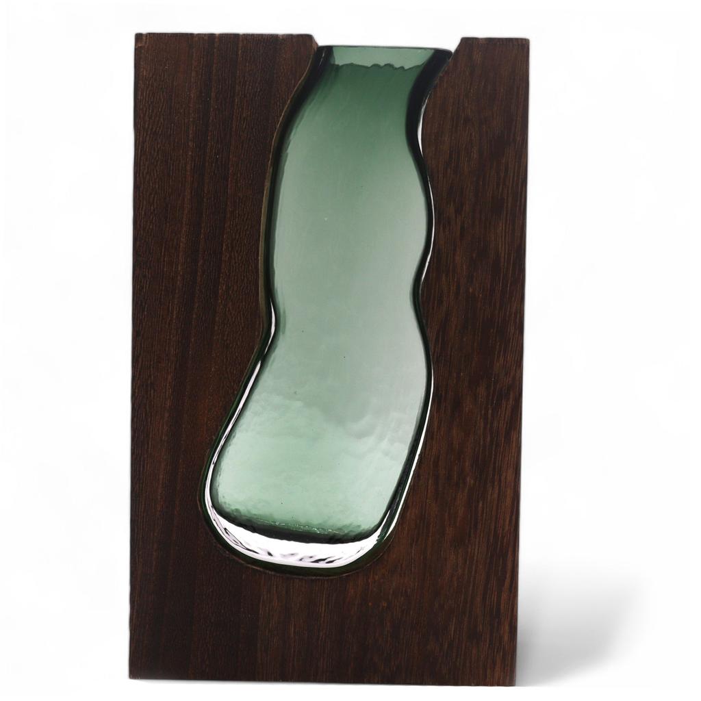 Glass Terrarium Vase With Dark Tung Wood