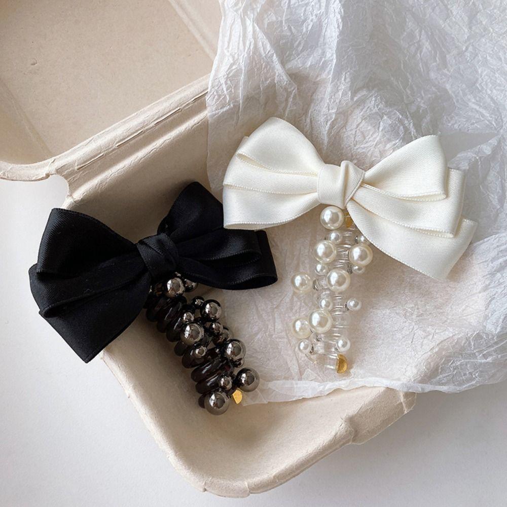 Hair Band Bow Bubble Braided Head Rope Pearl Telephone Line Hair Rope Girls