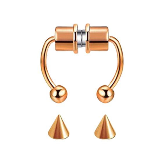 Non-Piercing Fake Nose Ring Reusable Stainless Steel Nose Hoop Fashion Magnetic Septum Rings for Party