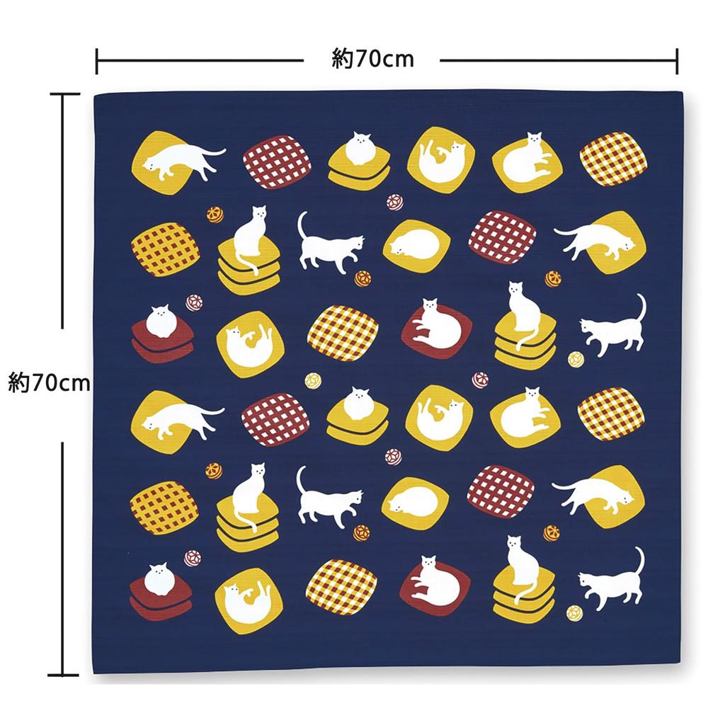 Furoshiki Large Furoshiki 6560 Miyamoto-Towel (Ozabu Cat) 70x70cm, Okami-san's