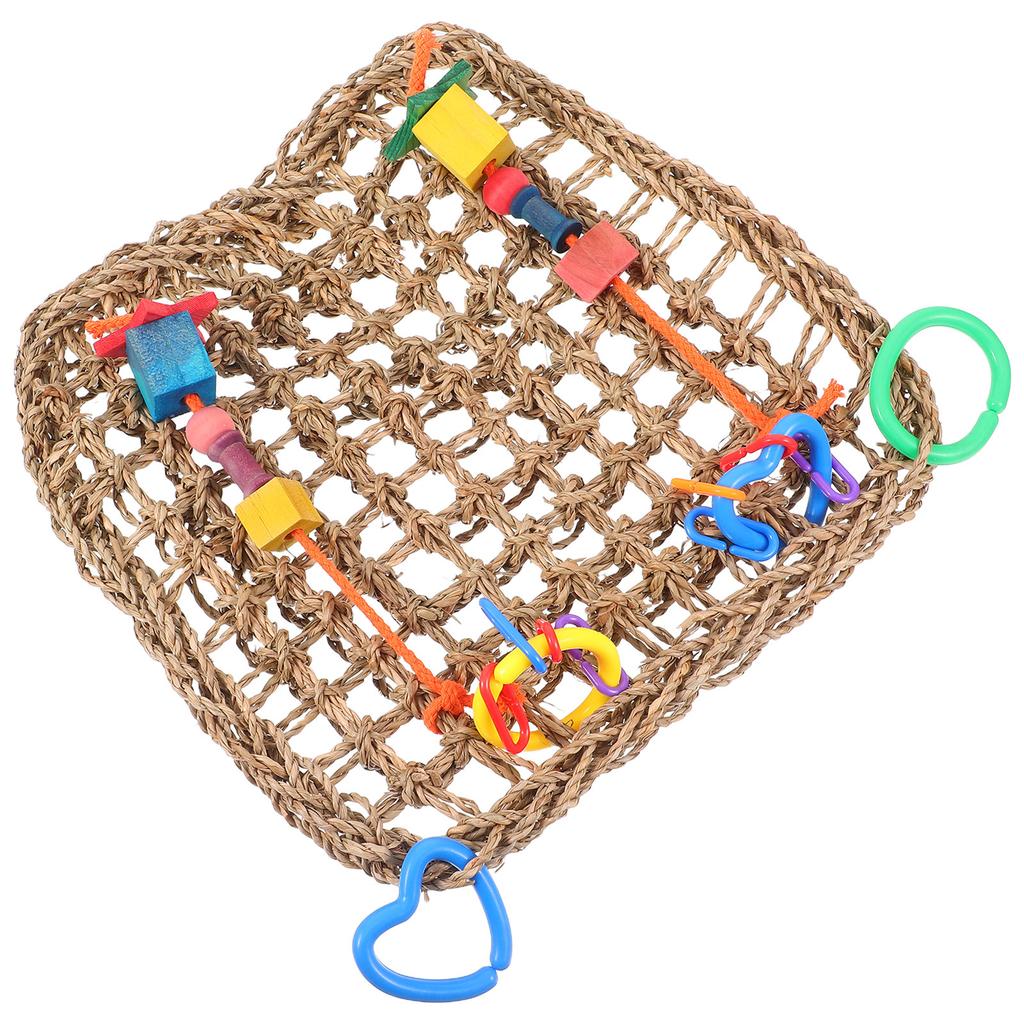 Grass Braided Parrot Chewing Climbing Net Swing Cage Accessories Promote Exercise Coordination for Small Birds Cockatiels
