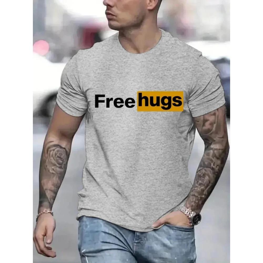 T-shirts décontractés pour hommes Imprimé Free Love T-shirt d'été à col rond pour hommes Vêtements Haut à manches courtes T-shirt Drôle Streetwear T-shirt