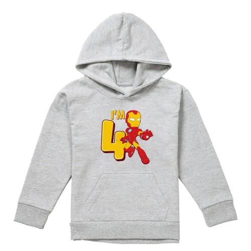 Marvel Childrens/Kids Iron Man Cute 4th Birthday Hoodie