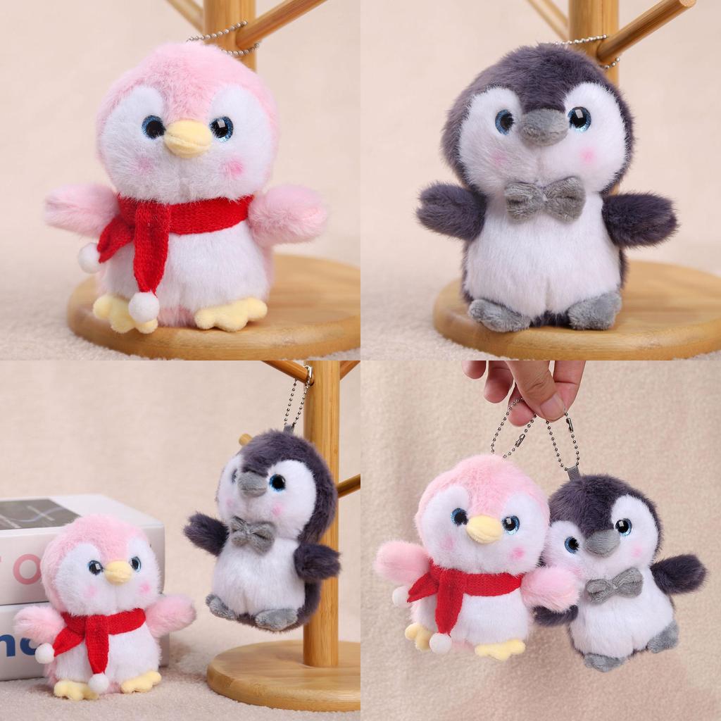 Penguin Plush Keychain With Bow Tie And Scarf Design For Bag Decor
