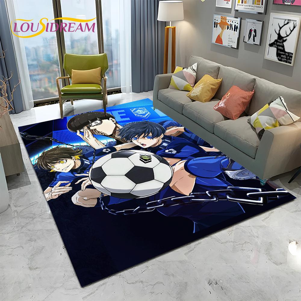 Teppich mit Cartoon-Motiv, blaues Schloss, Fußball, Anime, für Zuhause, Wohnzimmer, Schlafzimmer, Sofa, Fußmatte, Dekoration, Kinderspielbereich, rutschfeste Bodenmatte