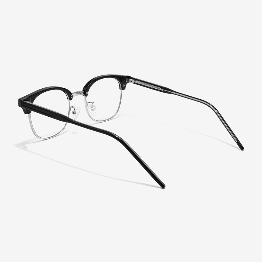 Seutailwokeu Style7 Bksv_Black & Silver Classic Browline Stylework Eyeglass Frames
