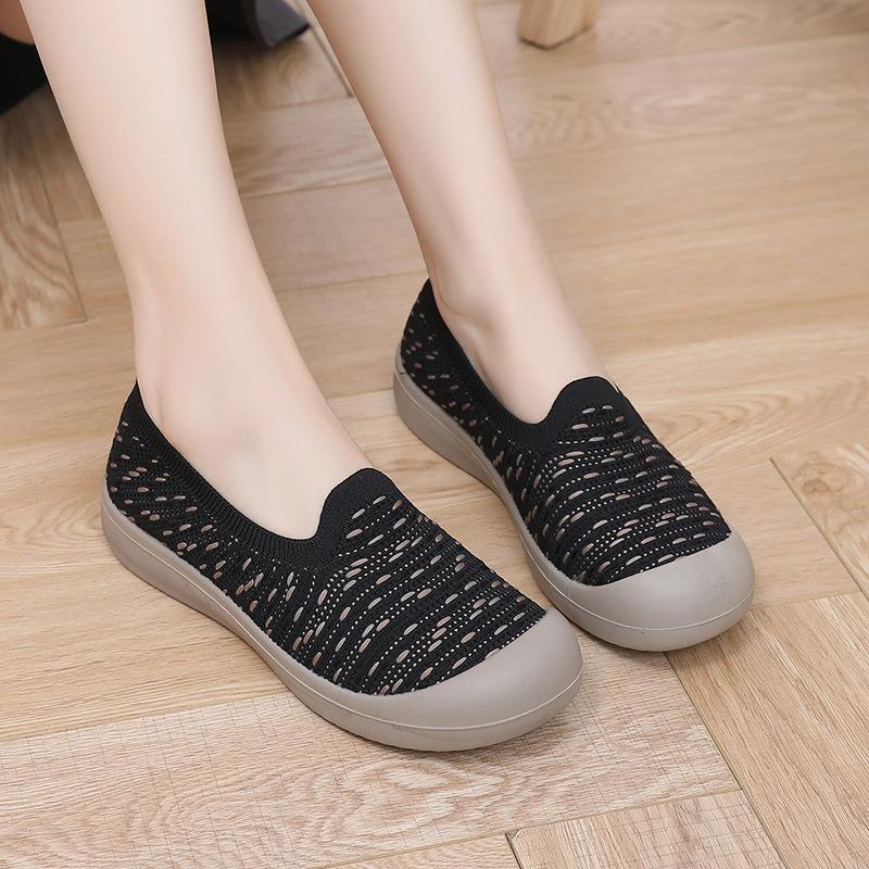Shoes Women's Summer Breathable New Walking Shoes Soft-soled Non-slip Single Shoes Casual and Comfortable One-pedal Mother Shoes
