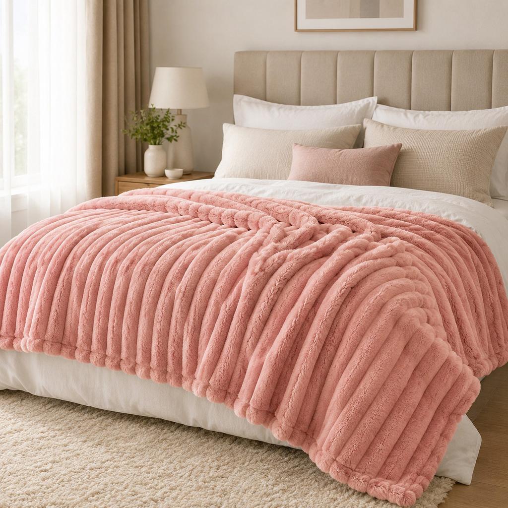 Thick Flannel Blanket for Bed and Sofa, Cozy Warm Throw for Cold Winter Nights