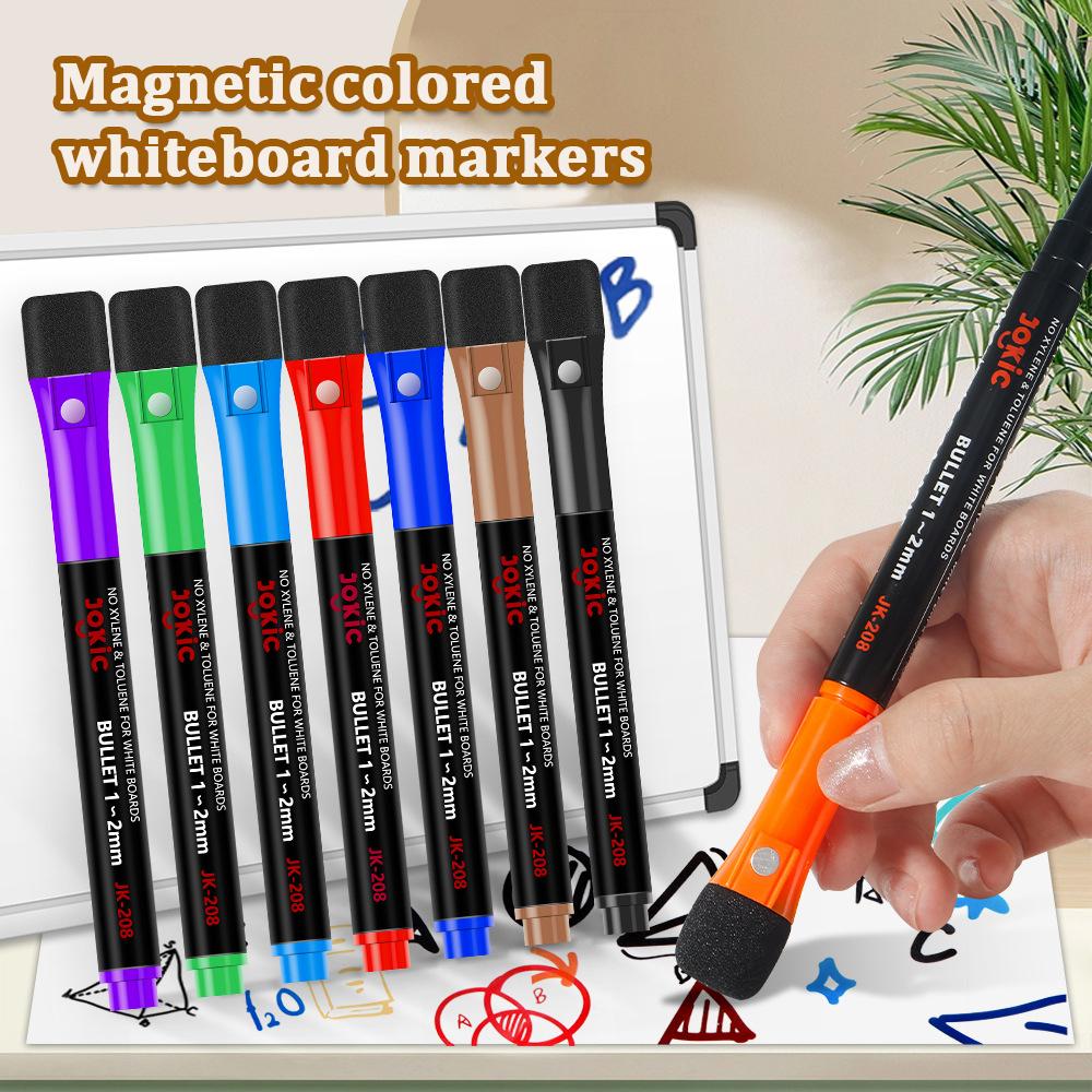 Color Whiteboard Marker Set,Erasable Water-Based,With Bristle Brush,Magnetic Children's Graffiti,12 Color Drawing Pen,Marker