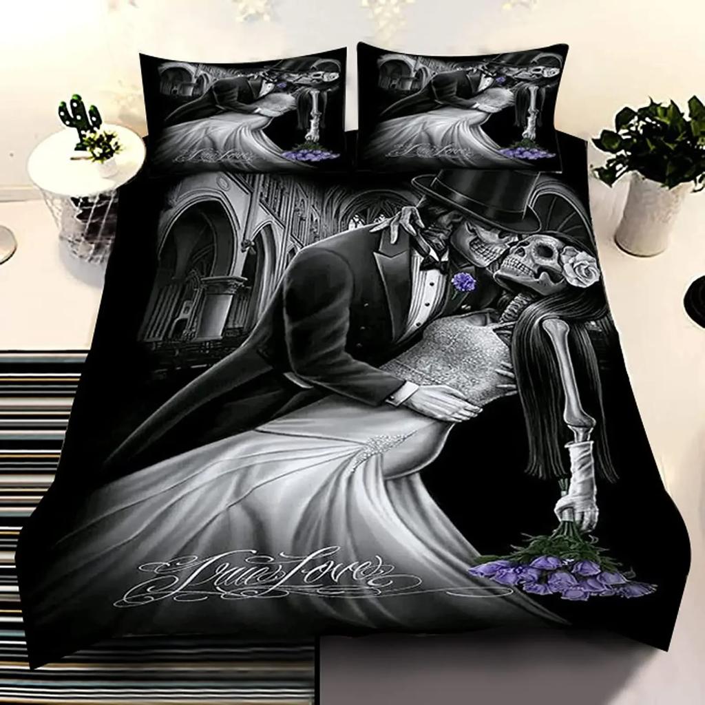 Comforter Halloween Tree Bedding Set Queen King Horror Theme Comforter Gothic Spooky Polyester Branches Grey