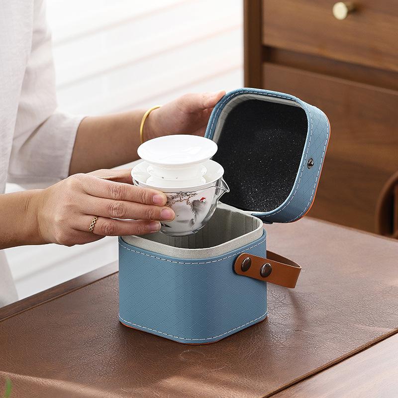 Ceramic Suet Jade Porcelain Portable Travel Tea Set Cup Souvenir Practical Gift Small Gift