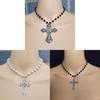 Punk Style Cross Pendant Necklace For Women With Electroplated Alloy Jewelry