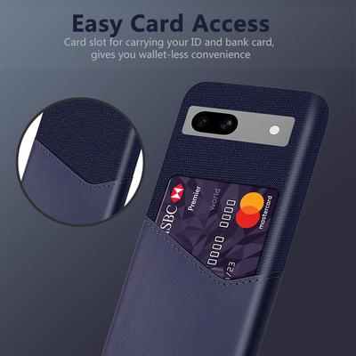 Sturzsichere Handyhülle mit Kartenhalter für Google Pixel 7a, schlanke Schutzhülle mit Stoffstruktur