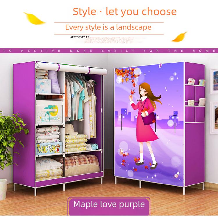 Simple Non-Woven Dustproof Folding Wardrobe with Steel Frame and Hanger
