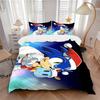 Sonic Christmas Adventure Printed 3pcs Bedding Set Soft Microfiber 1 Duvet Cover And 2 Pillowcases Home Bedroom Decor Xmas Gift K1422