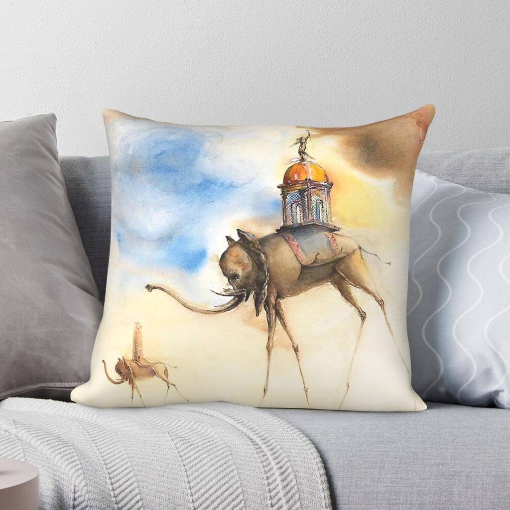 Elefant Spatiaux Salvador Dali Quadratisches Kissenbezug Polyester Leinen Samt Kreativer Reißverschluss Dekor Kissenhülle Zuhause Kissenhülle