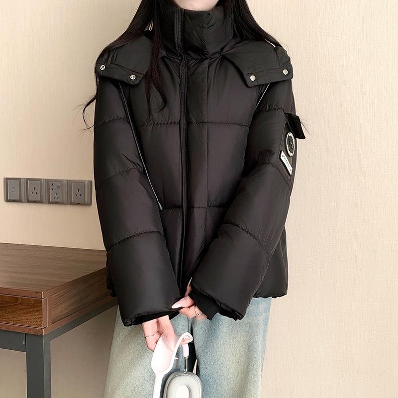 Thickened short cotton-padded clothes for girls, winter stand-up collar zipper cotton-padded jacket, bread jacket, and new hundreds of matching cotton