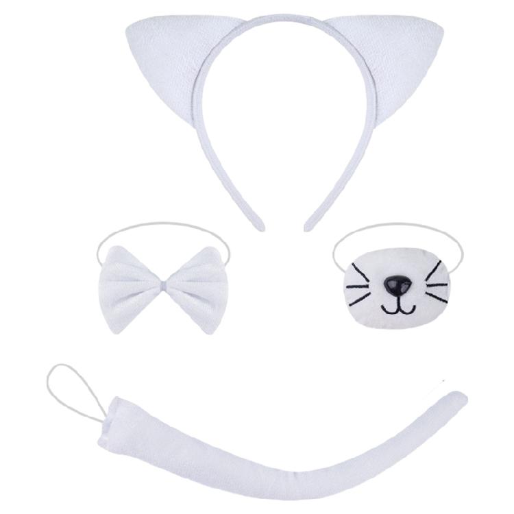 

Премиальный костюм белой кошки для ролевых игр со съемными ушками и гнущимся хвостом для энтузиастов косплея