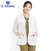 [E-SONG] Unisex White Coat Jacket, Short Coat, 9/10 Sleeve, Soft Touch, High Cotton Content, Industrial Washable, Medical Doctor Coat 093 (L, White)