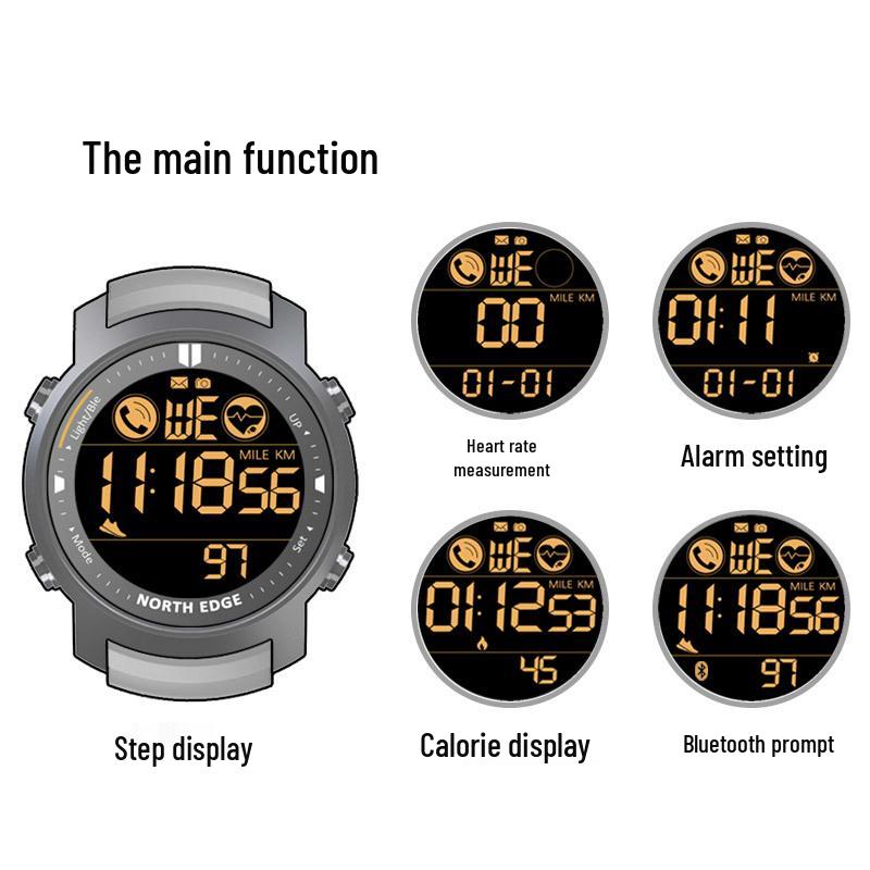 Men's Waterproof Bluetooth Smart Sports Watch with Heart Rate Monitor and Remote Control Camera.
