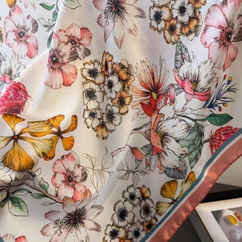 Floral Print Bandana Scarf Soft Neckerchief Scarf Fashion Hijab Scarf Women