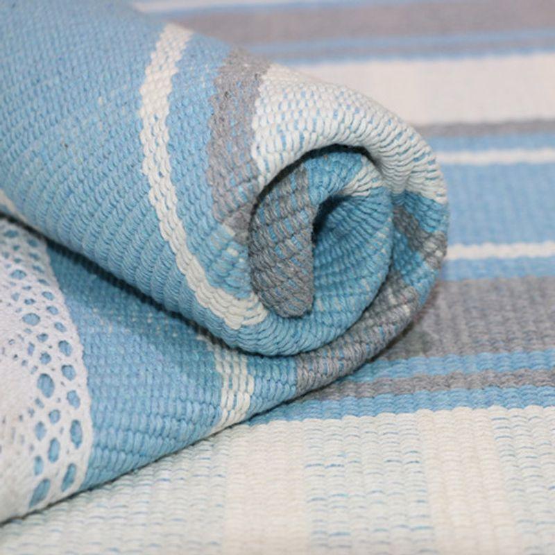 

All Year Round Neutral Cotton and Linen Sofa Cushion Fabric Simple Modern Non Slip Cotton Woven Coarse Cloth Breathable Sofa Towel Anti-Static Blue Gray Bar 60*60cm