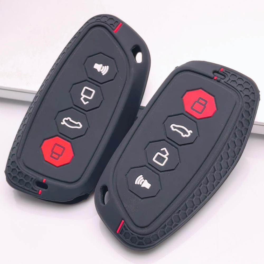 Key Fob Cover for Haval H6 Jolion Dargo M6 Anti-Scratch Shockproof Protective Shell Holder with Honeycomb Texture Stylish Black with Red Accent
