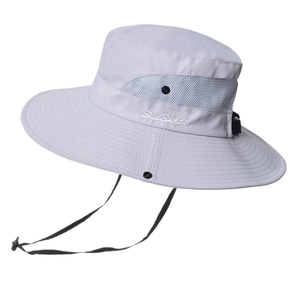 Polyester Summer Outdoor Sun Hat, Breathable Sun Hat, Folding Sun Hat, Female Ponytail Hole Fisherman Hat белый