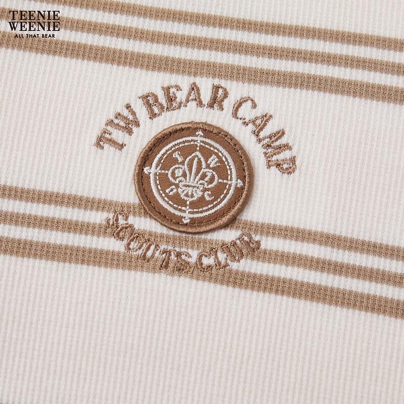 Teenie Weenie Bear Letter Stripe Women's Polo T-Shirt