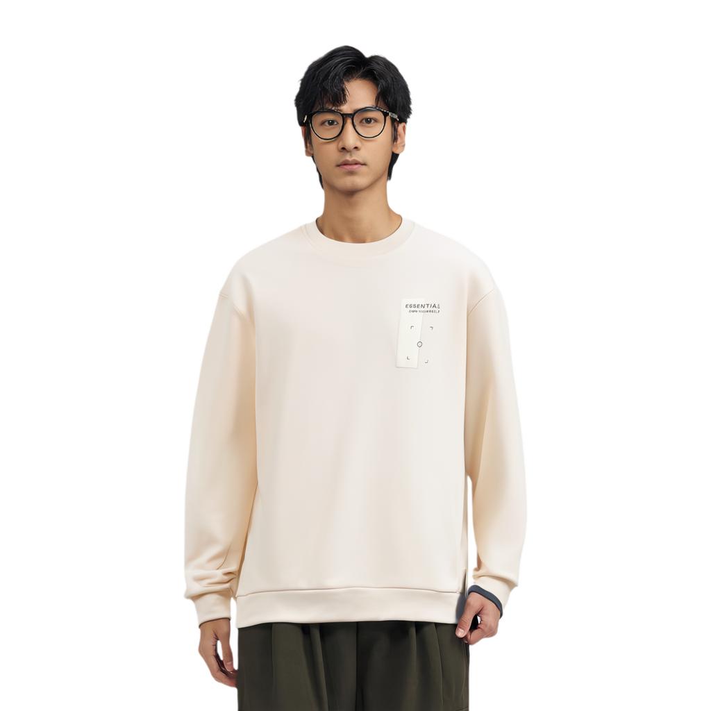 Li Ning Fitness Series Logo Buchstabenaufdruck Rundhals Lockeres Sweatshirt Herren Sweatshirt Schwanenweiß AWDSA41-5