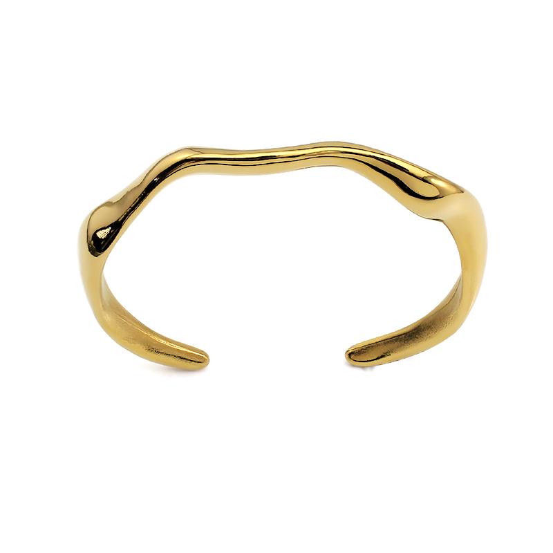 2025 New Non Tarnish Fashion Women's Simple Irregular 18K Gold Bracelet Fine Ripple Open Fashion Bangles for Parties