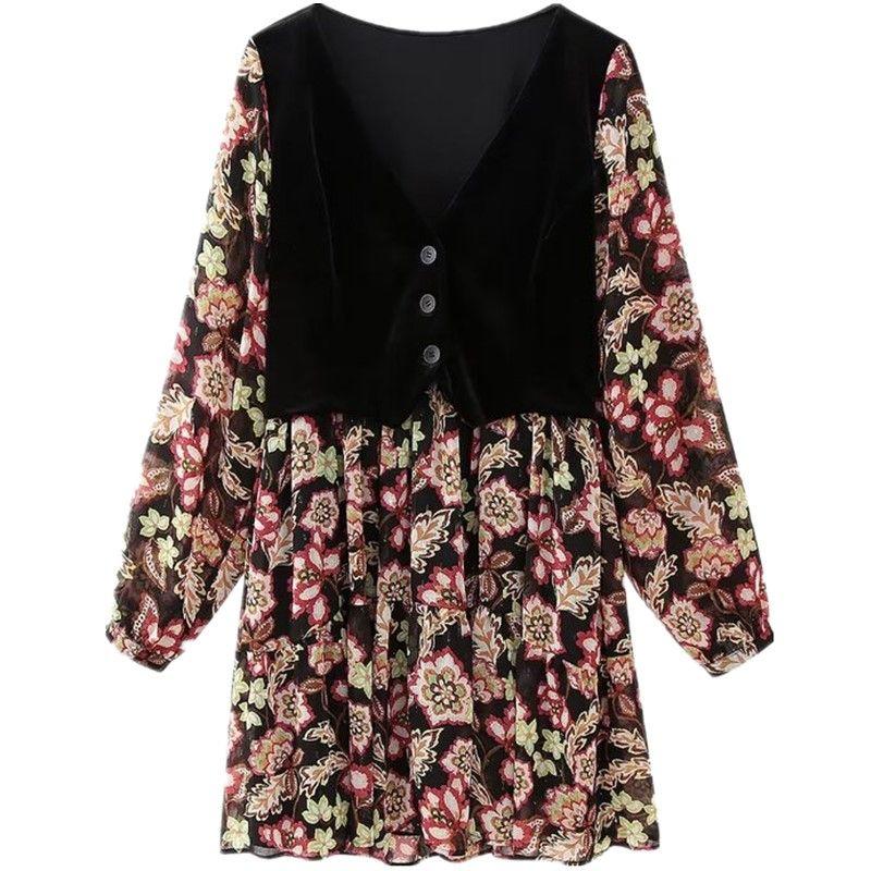 

Fashion Style Winter New Women s Clothing Loose Slimming and All-Matching Vest Stitching Dress 9445733 330 Figure Color L