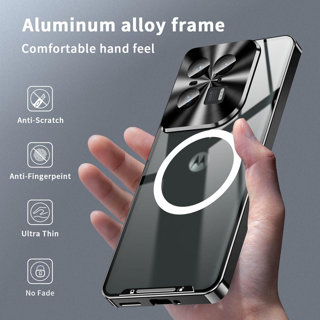 Magic Shield Magnetische Serie für Motorola Moto X50 Ultra 5G/Edge 50 Ultra 5G Hülle Metall+TPU Handyhülle mit Linsenschutz
