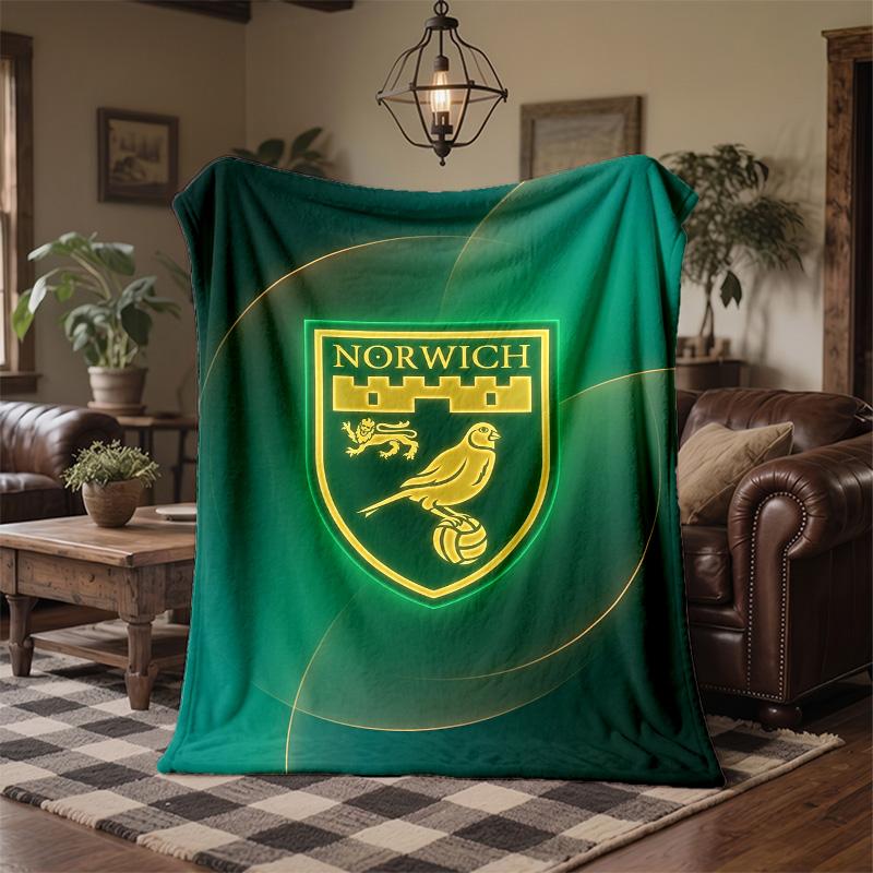 Coperta in Flanella con Stampa del Norwich City Football Morbida Calda Coperta da Divano Letto per Casa Ufficio Camera da Letto